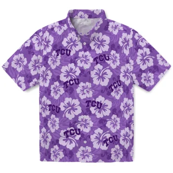 TCU Horned Frogs Hawaiian Shirt - Hibiscus Cluster