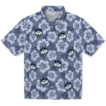 UConn Huskies Hawaiian Shirt - Hibiscus Cluster