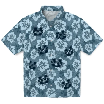 Utah State Aggies Hawaiian Shirt - Hibiscus Cluster