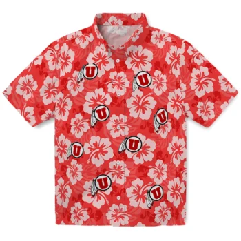 Utah Utes Hawaiian Shirt - Hibiscus Cluster