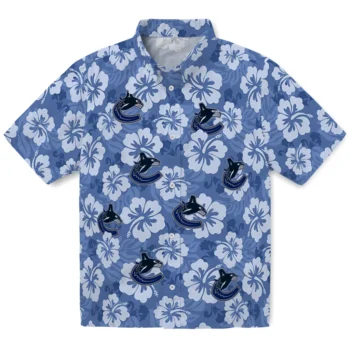 Vancouver Canucks Hawaiian Shirt - Hibiscus Cluster