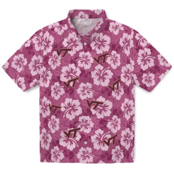 Virginia Tech Hokies Hawaiian Shirt - Hibiscus Cluster