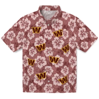 Washington Commanders Hawaiian Shirt - Hibiscus Cluster