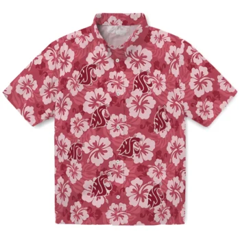 Washington State Cougars Hawaiian Shirt - Hibiscus Cluster