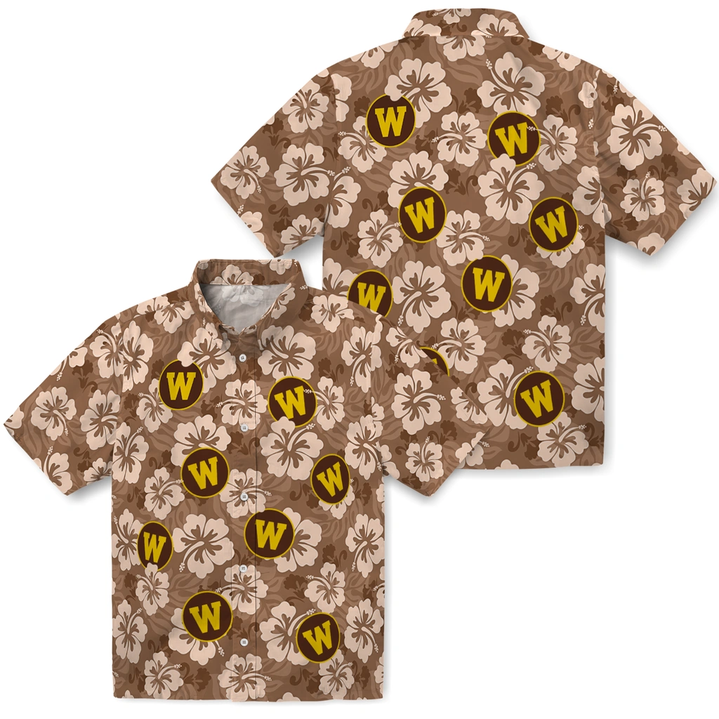 western-michigan-broncos-hawaiian-shirt-hibiscus-cluster-brown-high-quality.webp