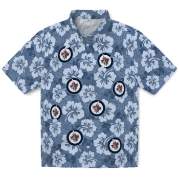 Winnipeg Jets Hawaiian Shirt - Hibiscus Cluster