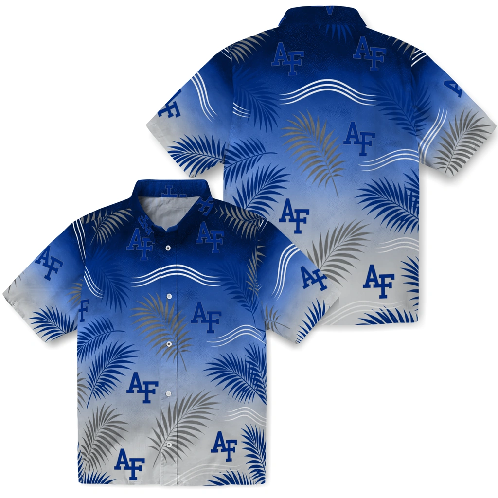 air-force-falcons-hawaiian-shirt-customized-ombre-fronds-blue-high-quality.webp