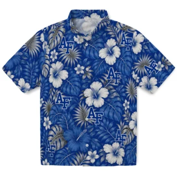 Air Force Falcons Hawaiian Shirt - Hibiscus Monstera Blue