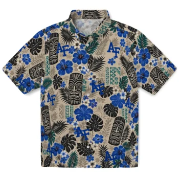 Air Force Falcons Hawaiian Shirt - Tiki Masks Warm Beige