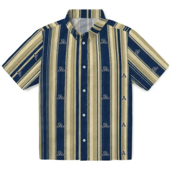 Akron Zips Hawaiian Shirt - Distressed Stripes Blue Gold