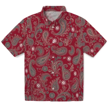 Alabama Crimson Tide Hawaiian Shirt - Paisley Print Crimson