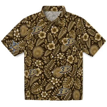 Anaheim Ducks Hawaiian Shirt - Crystal Foliage Gold