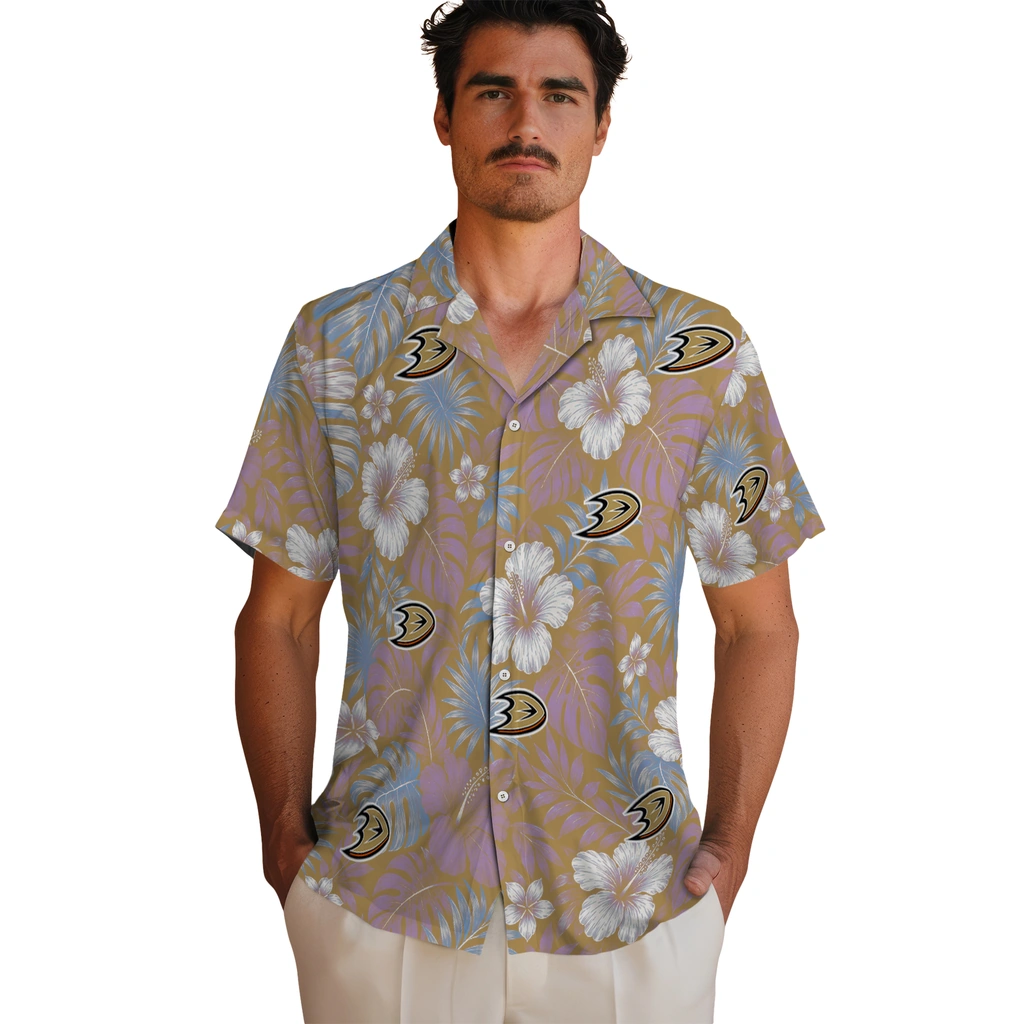 anaheim-ducks-hawaiian-shirt-customized-hibiscus-monstera-gold-fashion-forward.webp
