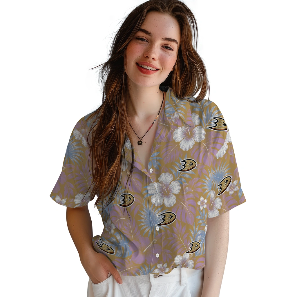 anaheim-ducks-hawaiian-shirt-customized-hibiscus-monstera-gold-latest-model.webp