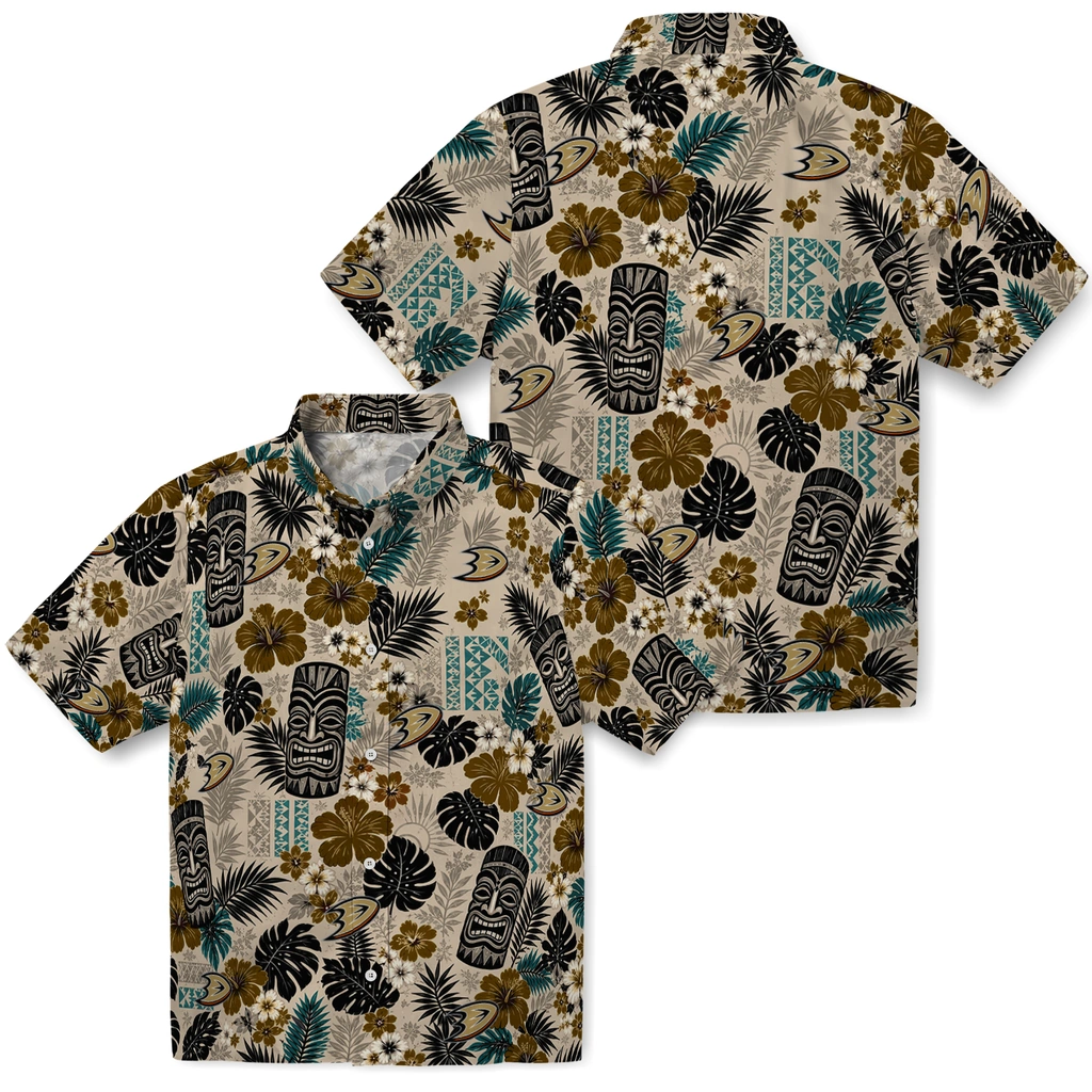 anaheim-ducks-hawaiian-shirt-customized-tiki-masks-warm-beige-high-quality.webp