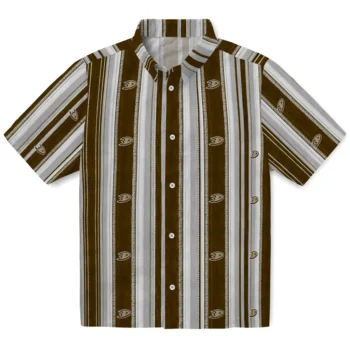 Anaheim Ducks Hawaiian Shirt - Distressed Stripes Gold Black