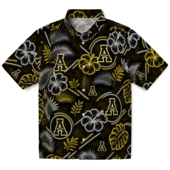 Appalachian State Mountaineers Hawaiian Shirt - Neon Florals Black
