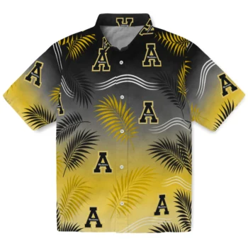 Appalachian State Mountaineers Hawaiian Shirt - Ombre Fronds Black