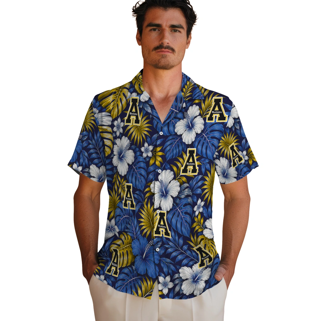 appalachian-state-mountaineers-hawaiian-shirt-customized-hibiscus-monstera-black-fashion-forward.webp