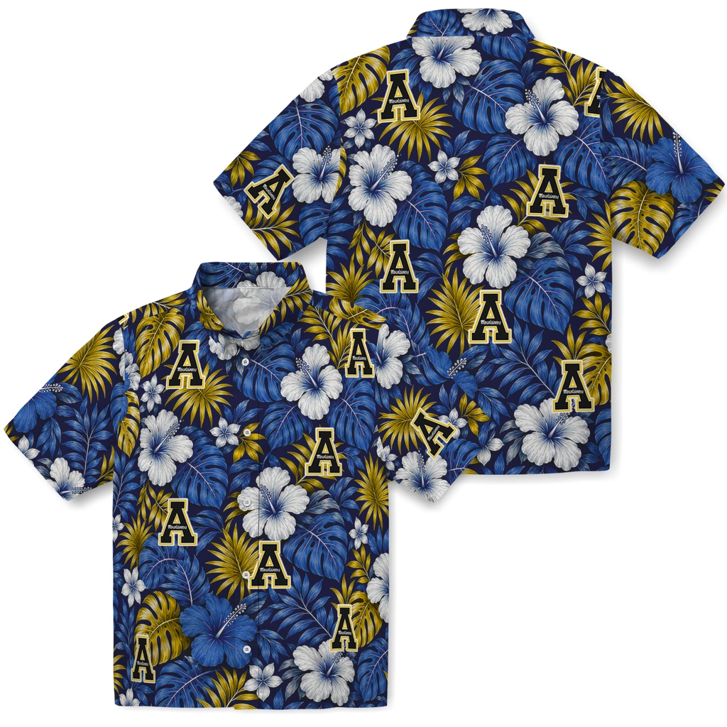 appalachian-state-mountaineers-hawaiian-shirt-customized-hibiscus-monstera-black-high-quality.webp