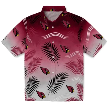 Arizona Cardinals Hawaiian Shirt - Ombre Fronds Red