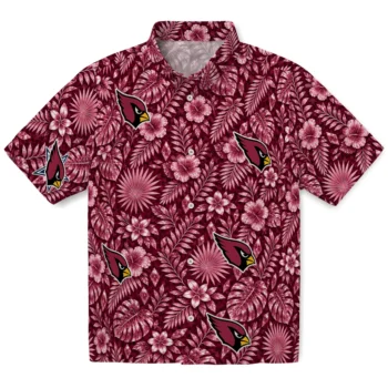Arizona Cardinals Hawaiian Shirt - Crystal Foliage Red