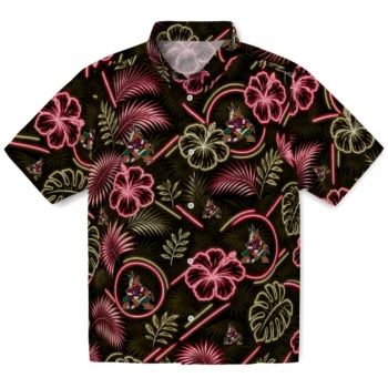Arizona Coyotes Hawaiian Shirt - Neon Florals Black