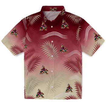 Arizona Coyotes Hawaiian Shirt - Ombre Fronds Red
