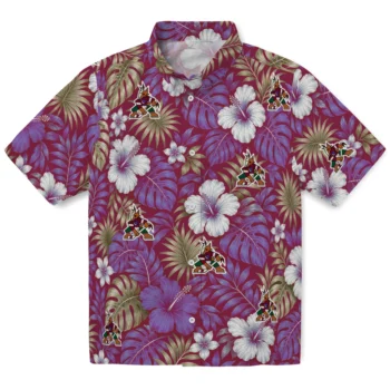 Arizona Coyotes Hawaiian Shirt - Hibiscus Monstera Red