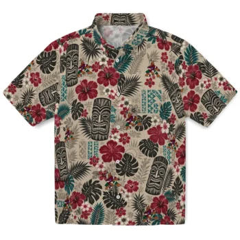Arizona Coyotes Hawaiian Shirt - Tiki Masks Warm Beige