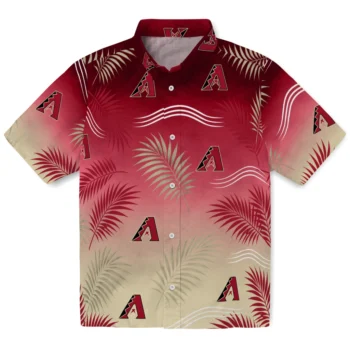 Arizona Diamondbacks Hawaiian Shirt - Ombre Fronds Red