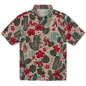 Arizona Diamondbacks Hawaiian Shirt - Tiki Masks Warm Beige