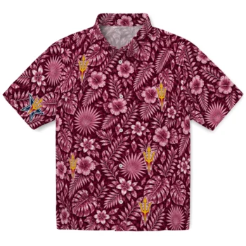 Arizona State Sun Devils Hawaiian Shirt - Crystal Foliage Maroon