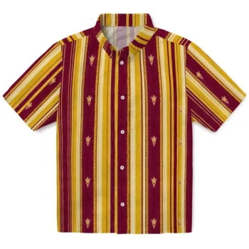 Arizona State Sun Devils Hawaiian Shirt - Distressed Stripes Maroon Gold