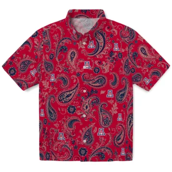 Arizona Wildcats Hawaiian Shirt - Paisley Print Red