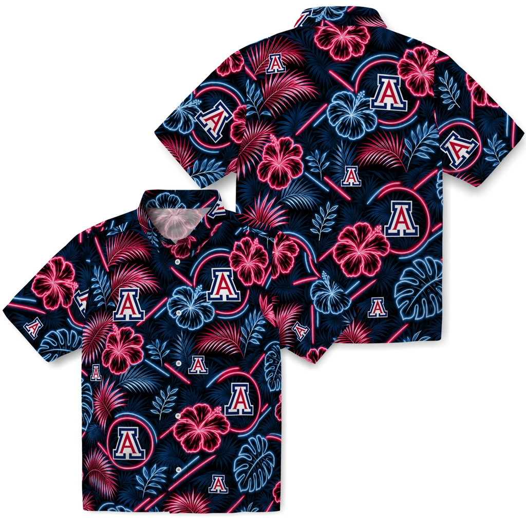 arizona-wildcats-hawaiian-shirt-customized-neon-florals-black-high-quality.webp
