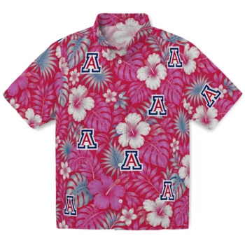 Arizona Wildcats Hawaiian Shirt - Hibiscus Monstera Red
