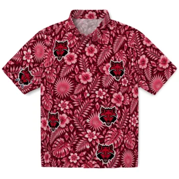 Arkansas State Red Wolves Hawaiian Shirt - Crystal Foliage Scarlet