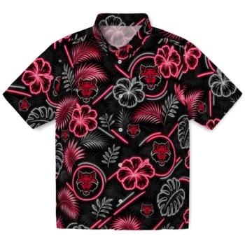 Arkansas State Red Wolves Hawaiian Shirt - Neon Florals Black