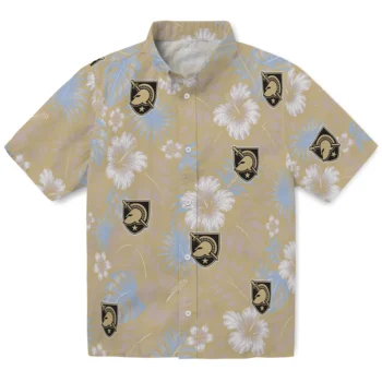 Army Black Knights Hawaiian Shirt - Hibiscus Monstera Gold