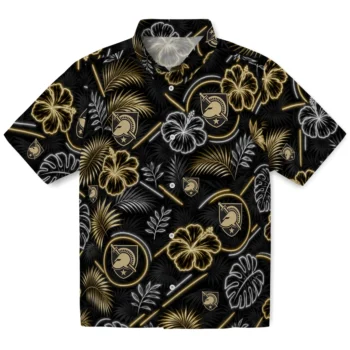 Army Black Knights Hawaiian Shirt - Neon Florals Black