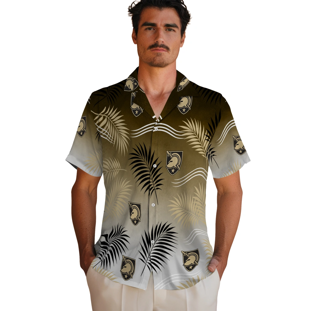 army-black-knights-hawaiian-shirt-personalized-ombre-fronds-gold-fashion-forward.webp