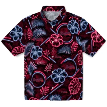 Atlanta Braves Hawaiian Shirt - Neon Florals Black