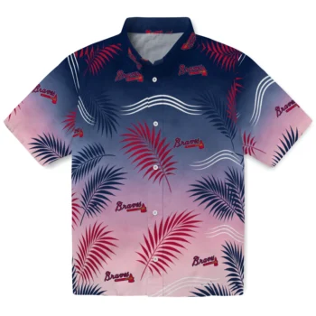 Atlanta Braves Hawaiian Shirt - Ombre Fronds Navy