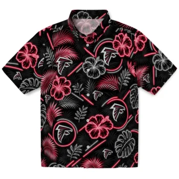 Atlanta Falcons Hawaiian Shirt - Neon Florals Black