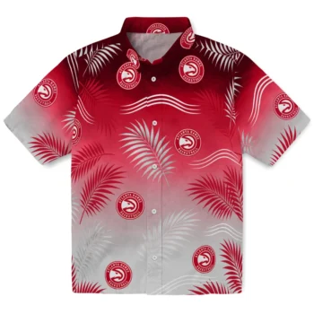 Atlanta Hawks Hawaiian Shirt - Ombre Fronds Red