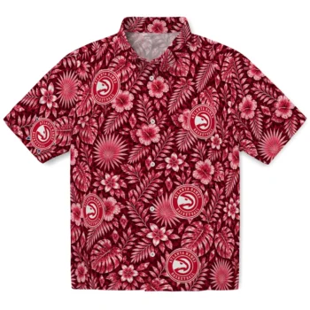 Atlanta Hawks Hawaiian Shirt - Crystal Foliage Red