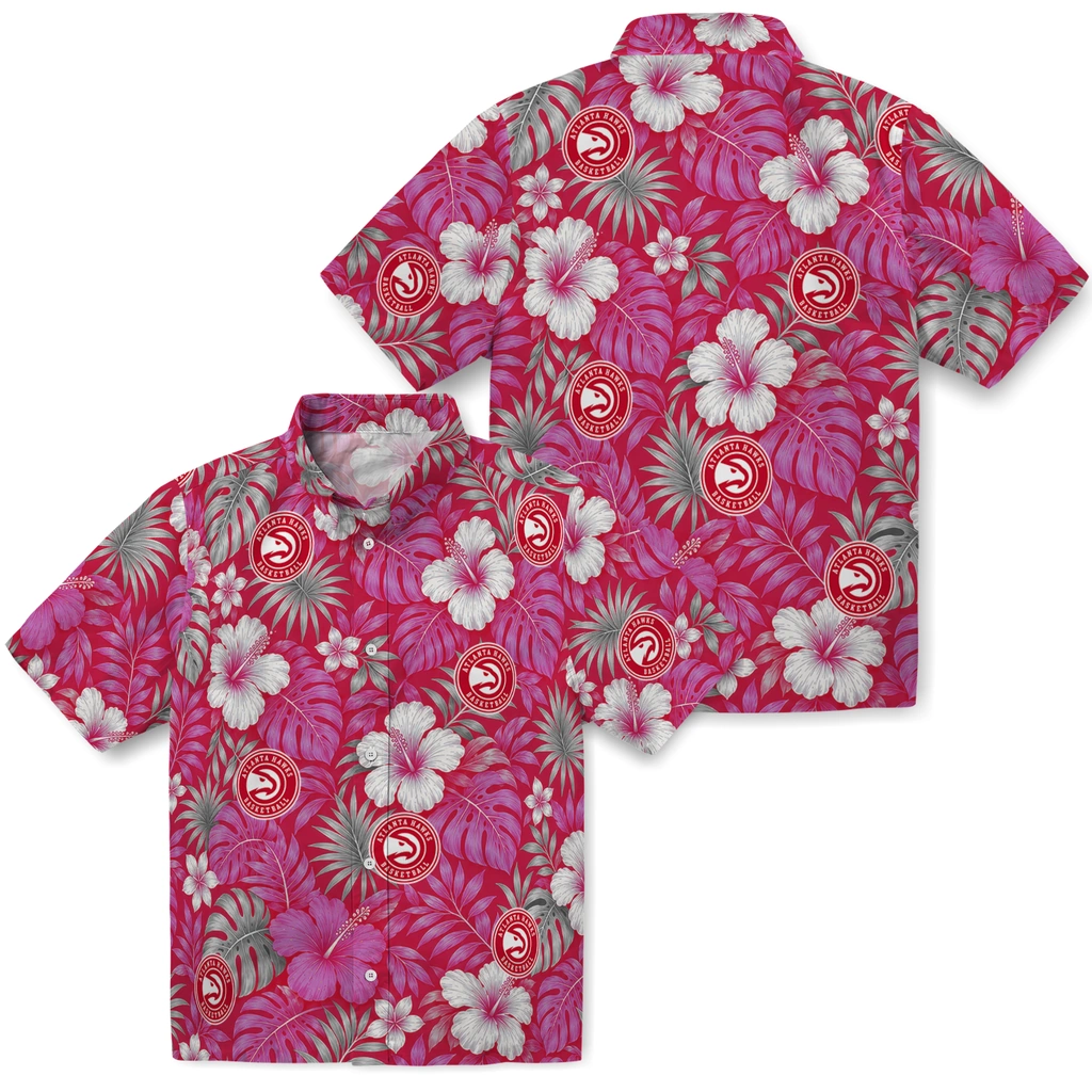 atlanta-hawks-hawaiian-shirt-customized-hibiscus-monstera-red-high-quality.webp