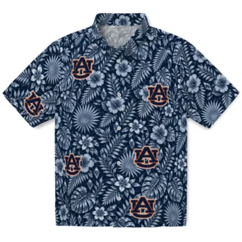 Auburn Tigers Hawaiian Shirt - Crystal Foliage Navy Blue