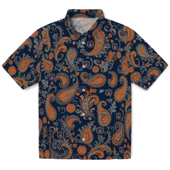 Auburn Tigers Hawaiian Shirt - Paisley Print Navy Blue